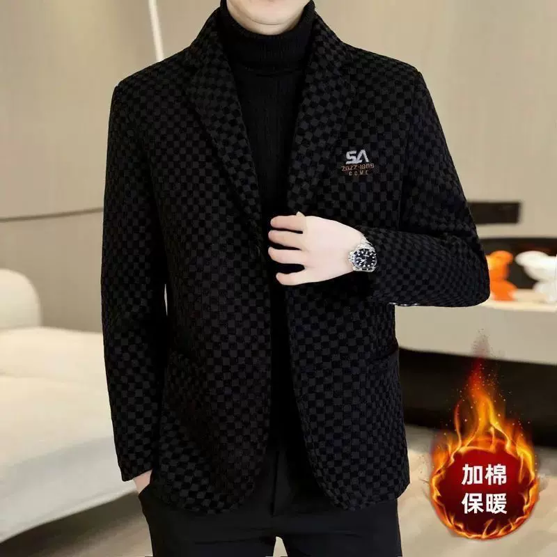 男士外套2025秋冬外套男士短款西服风衣休闲男装修身加厚毛呢大衣