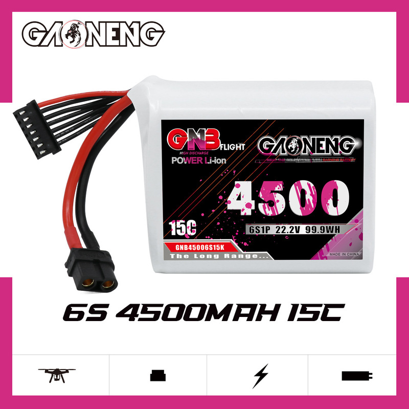 Gnb High-Energy 4500Mah 6S 22.2V 15C 7inch Lithium Battery for Remote Control Toys and Fpv Drones