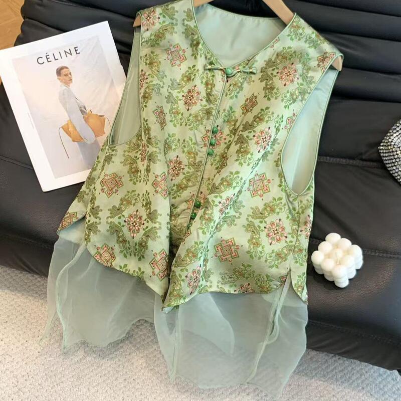 New French-Style Summer Sleeveless Top with Three-Dimensional Floral Design, Spring and Summer Vest New French-Style Summer Sleeveless Top with Three-Dimensional Floral Design, Spring and Summer Vest
