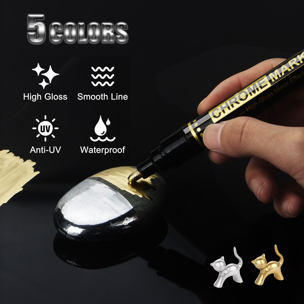 Espejo de 0,7 mm bolígrafo de pintura de oro bolígrafo de cromado bolígrafo de pintura de color modelo de bolígrafo de marca