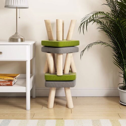 Small stool household solid wood leg round stool cute fabric children's zodiac low stool mushroom stool cartoon creative small stool
