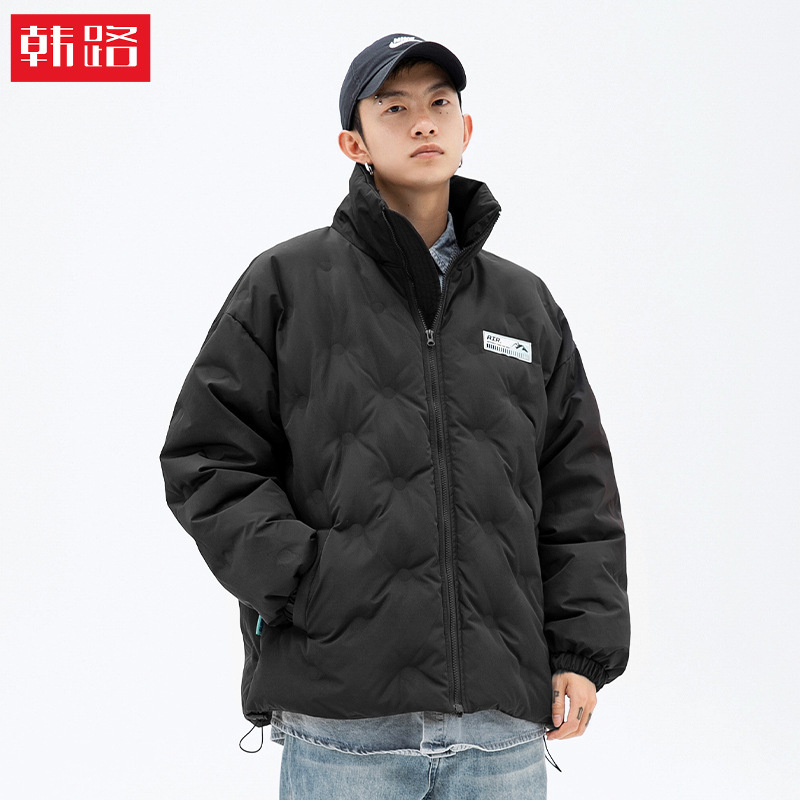 Chaqueta de plumón gruesa para hombre, estilo coreano y japonés, nueva tendencia de invierno 2024, abrigo holgado y versátil con cuello alto q