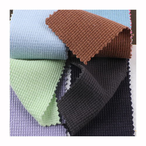 Waffle fine grid 310g polyester cotton TC thick elastic cross grid core knitting fabric