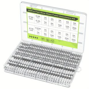 360PCS new glass fuse 6x 30mm 0.63A-25A 5 x 20mm 0.5 A- 20A fuse