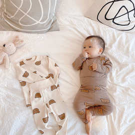 婴儿内衣0~4岁宝宝睡衣高腰护肚春秋款男童女童秋衣秋裤套装打底