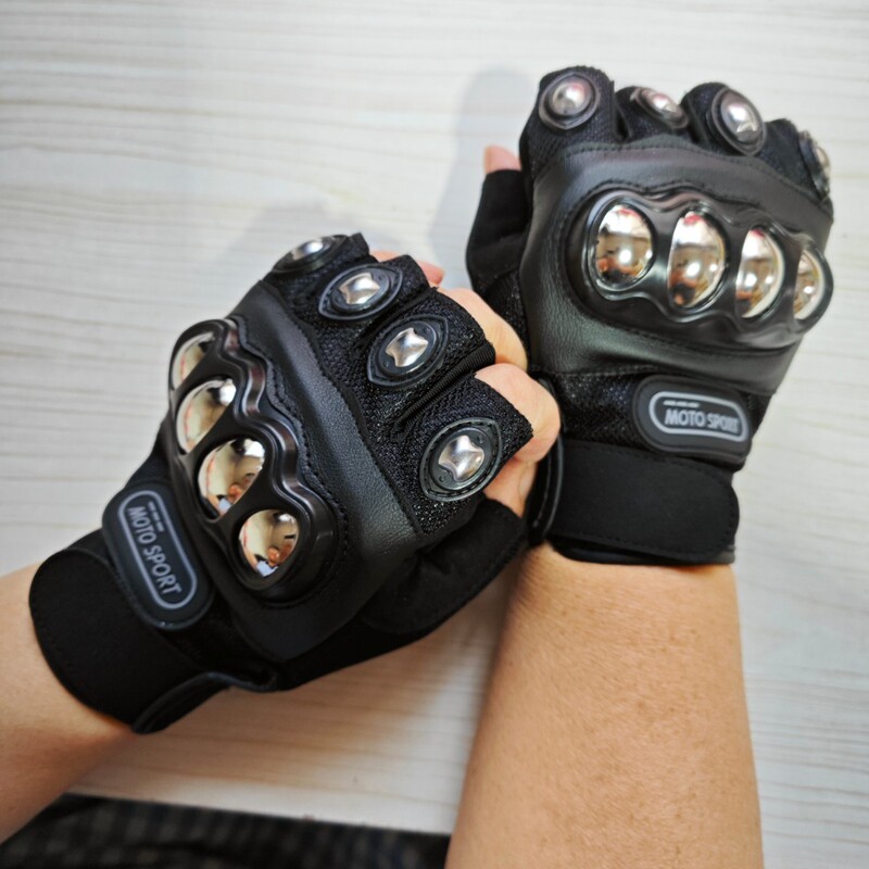 Anti-Fall and Wear-Resistant Stainless Steel Hard-Shell Outdoor Five-Finger Self-Defense Tactical Gloves for Fighting, Cycling, and Motorcycle Half-Finger Long-Finger Gloves