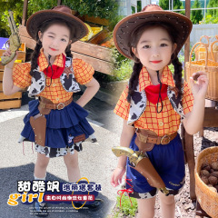 2025新型洋気子供胡迪服夏服女の子スポーツパンツ3点セット夏女の子夏スーツ