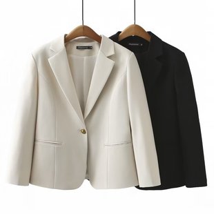 Plus-Size Women's Clothing 2025 Autumn New Fashion Casual Elegant Solid Color Long-Sleeve Blazer Z1 2502
