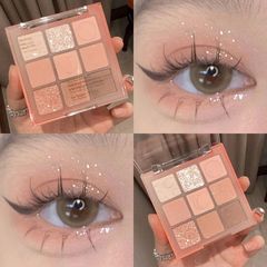 DIKALU Cream Eyeshadow Palette with Nine-Grid Design, Transparent Low Saturation Cream Eyeshadow, Peachy Orange and Earthy Tones, Everyday Use, Cross-Border Shipping