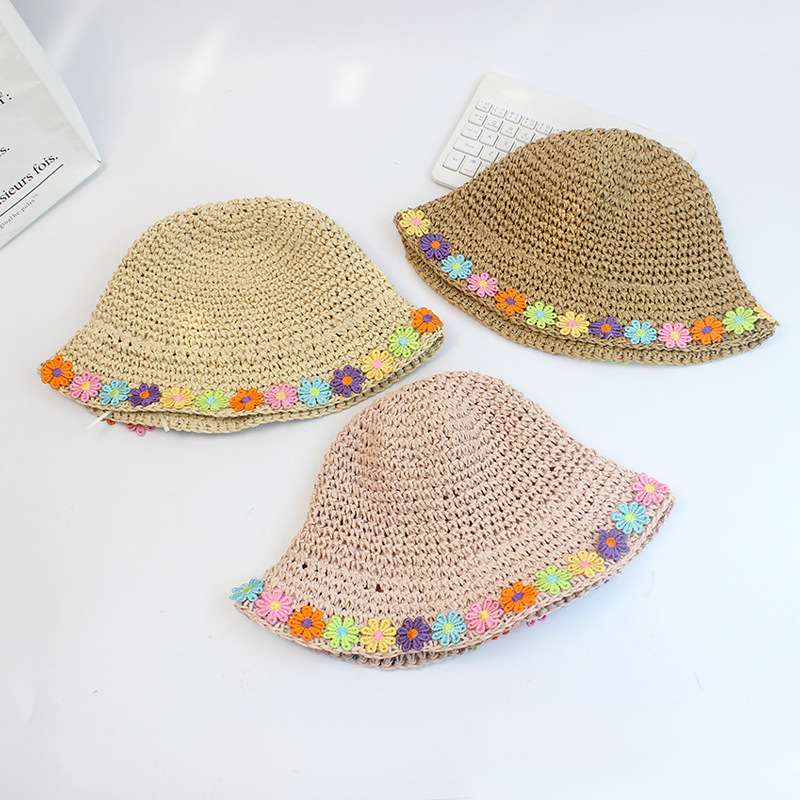 Girl's Retro Flower Flowers Straw Hat display picture 6