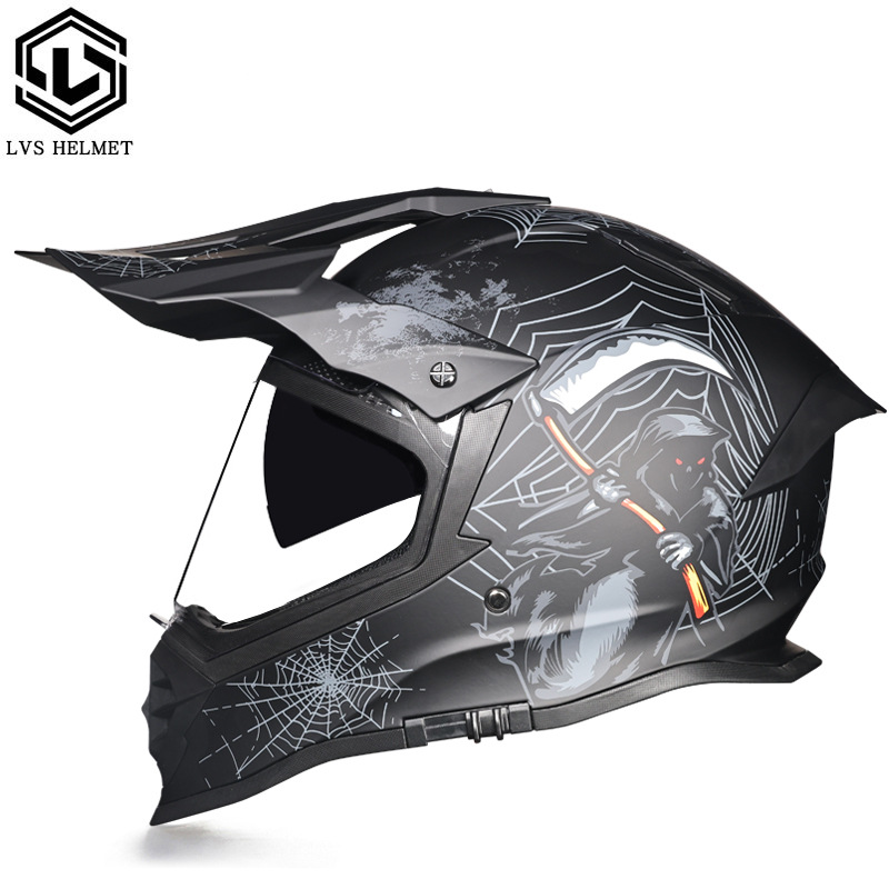 LVS nuevo casco de motocicleta fuera de carretera hombres y mujeres tire casco doble lente Carretera fuera de carretera de doble uso casco 3C certificación