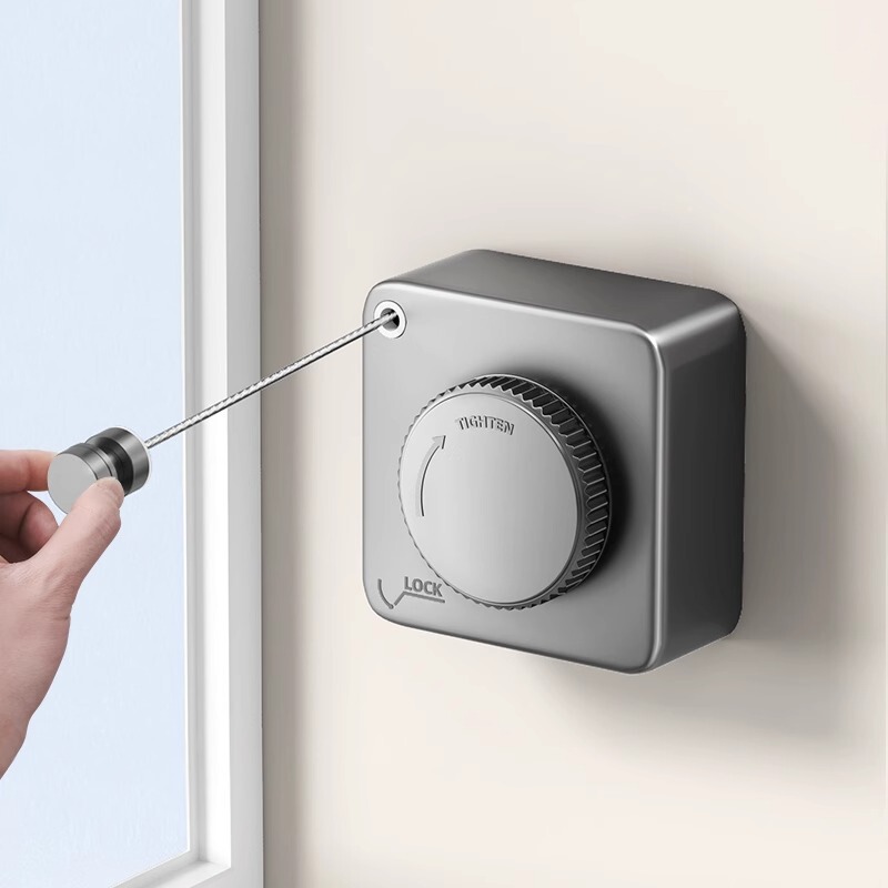 目に見えない物干しロープ、衣類乾燥用ロープ、屋内パンチフリー、浴室用目に見えない収縮バルコニーワイヤーロープラック|undefined
