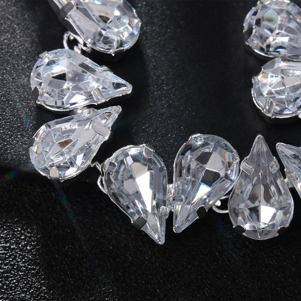 1 Piece Quantity Tea Party Occasion Copper Inlay Water Droplets Heart Shape Rhinestones Choker