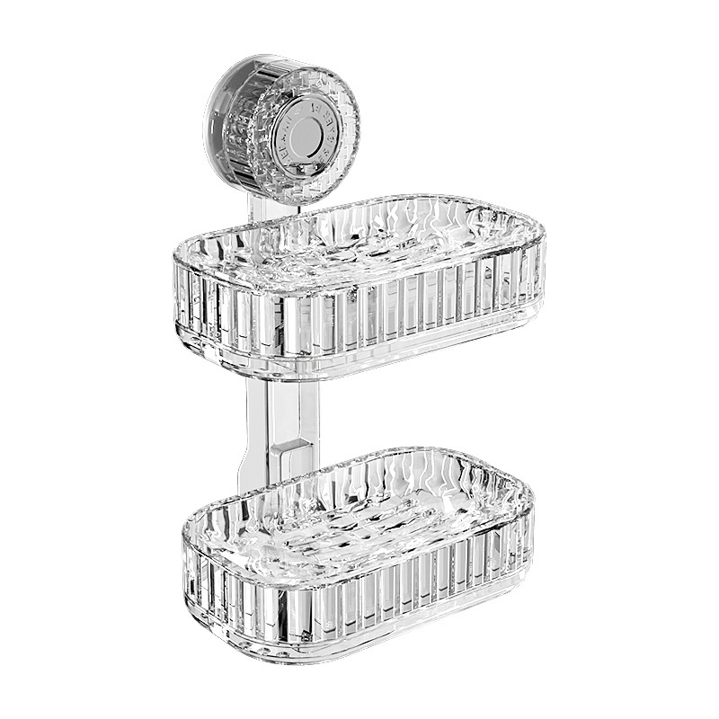 Ventosa caja de jabón caja de jabón montada en la pared estante sin perforación en la pared baño del hogar almacenamiento de baño de doble capa