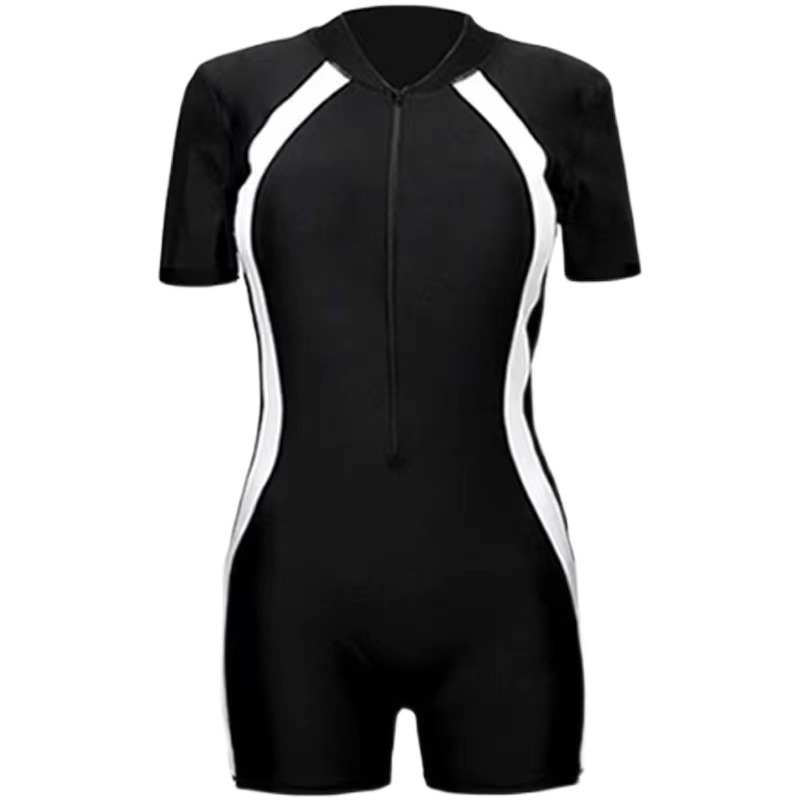 Huurun traje de baño de una pieza para niños y niñas protección solar traje de buceo Pequeño medio y niños grandes estudiante deportes traje de entrenamiento de manga corta