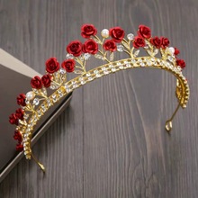 新娘头饰三件套韩式森系发带红色发饰仙美发箍敬酒结婚礼服配饰品