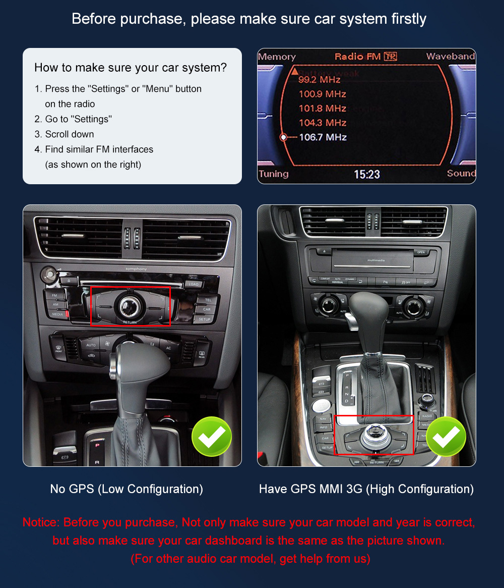 8.8 inch wireless CarPlay display for Q5 2009-2017 radio player