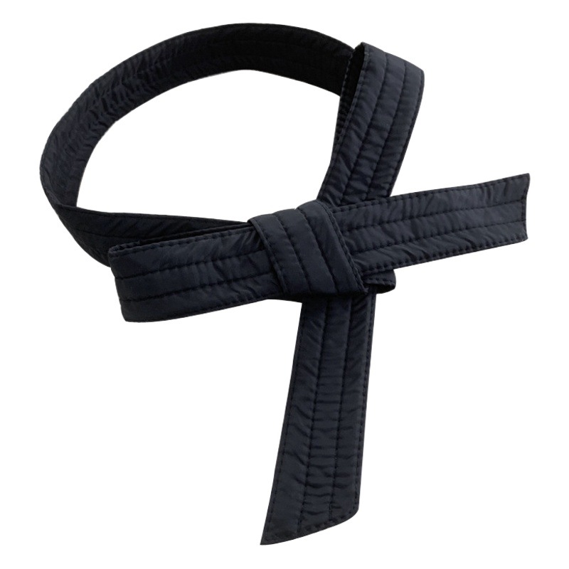 Nuevo algodón y engrosamiento con cordones hacia abajo cinturón de tela estilo de línea de presión sin botón sello de la cintura todo partido cinturón abrigo de algodón de las mujeres