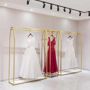 Clothes Rack Floor-Standing Wedding Dress Shop Photo Studio Display Rack Shelf Gold Shelf Display Rack Xiuhe Clothing