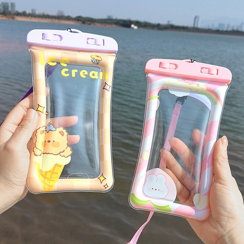 漫画の携帯電話防水バッグ、タッチスクリーン、ラフティング、水泳、ダイビング、エアバッグ保護カバー、防塵写真機器保護バッグ|undefined