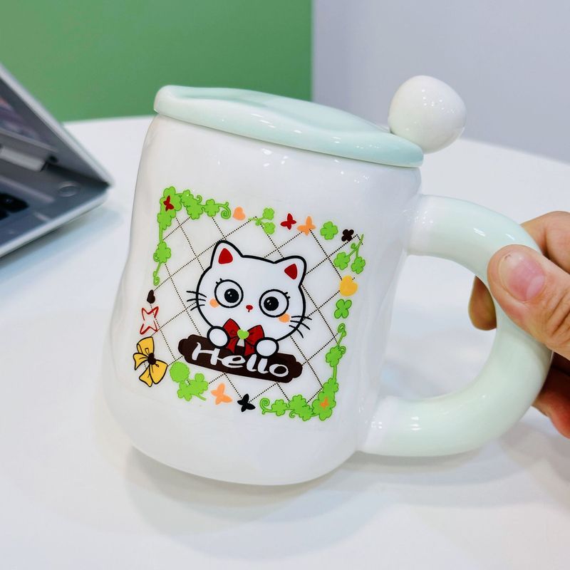 子供の花の釉薬の下で彩られた陶磁器のシングルカップのカップルの朝食の牛乳のコップの高い顔の値の大容量の学生のコップ|undefined