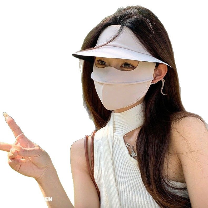 Cara Gini máscara de protección solar de vinilo máscara de protección solar de cara completa protección UV sombrero de sol transpirable para mujer máscara de cara de sol