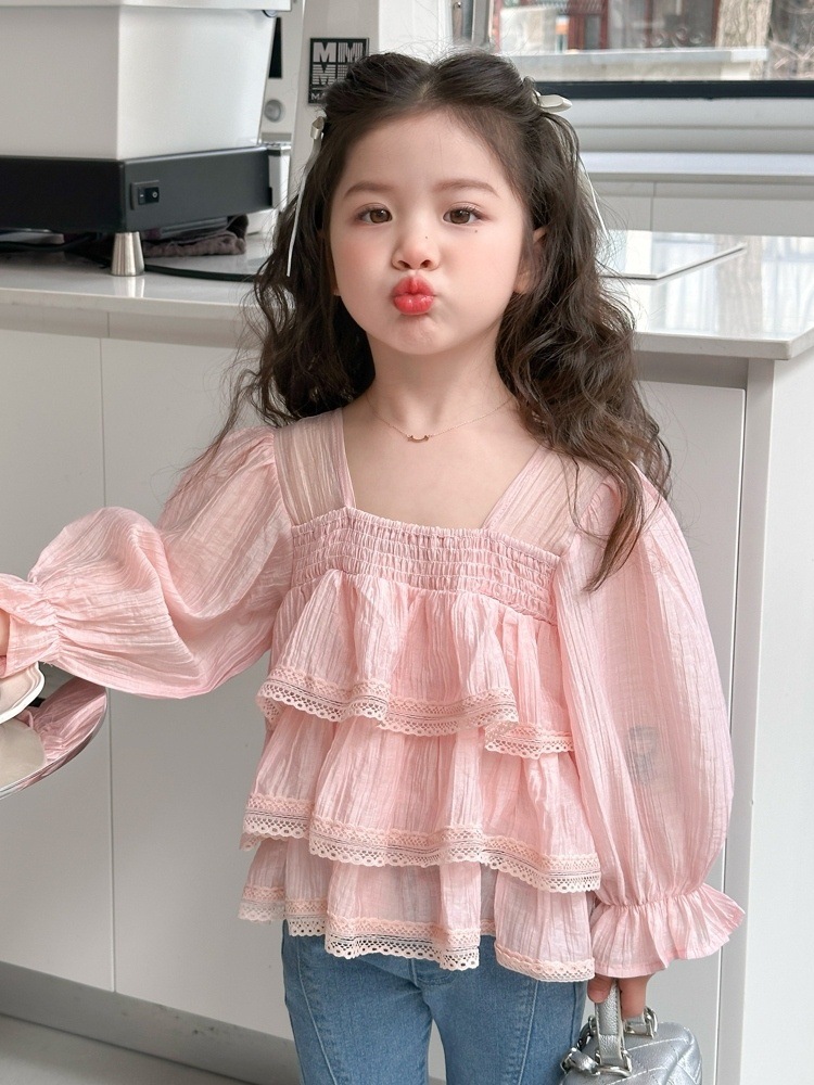 Camisas de niñas primavera y otoño 2025 nuevo estilo de ropa infantil estilo de primavera moda camisa de manga larga ropa de primavera de bebé