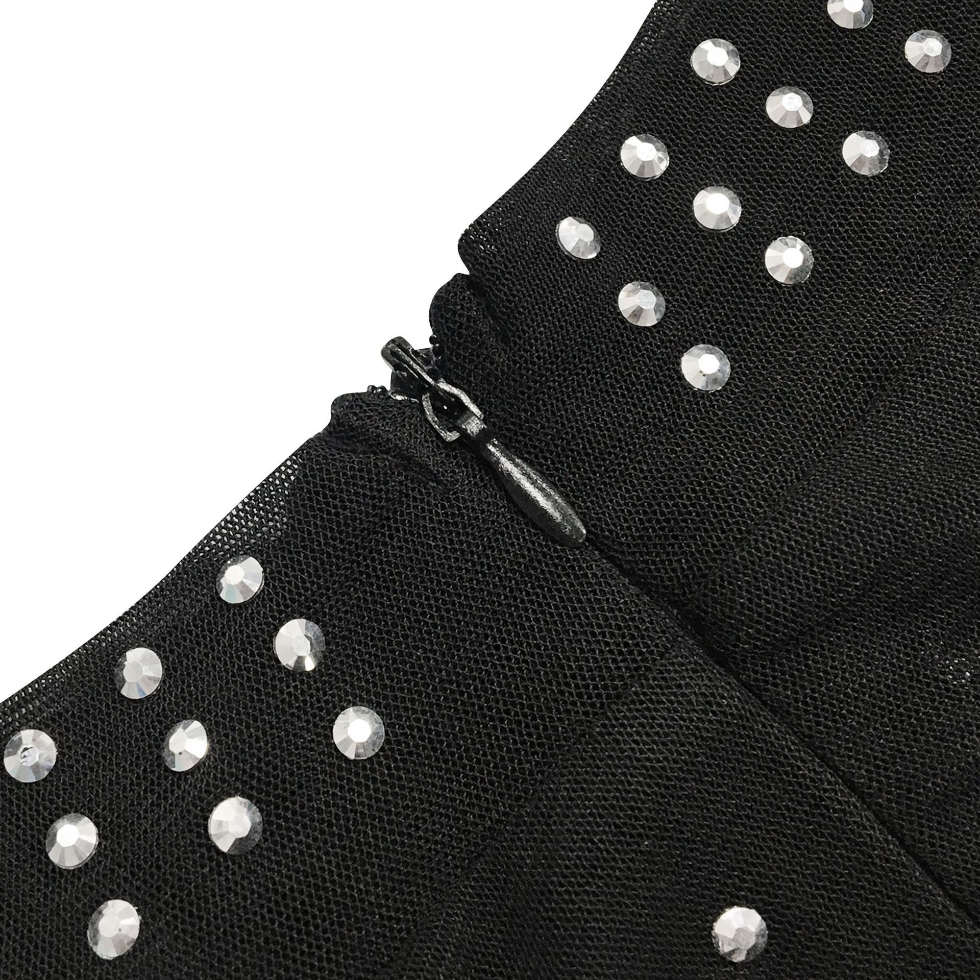 Sexy Mesh See through Rhinestone Hollow Out Cutout Split Dress Women Clothing