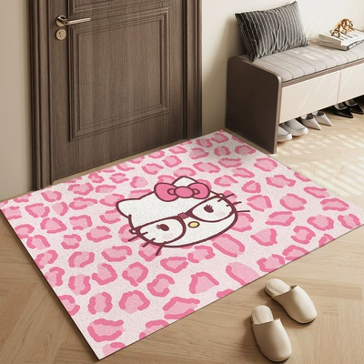 Avtomobil döşəmə paspasları — Wire Ring Anti-Slip Mat Stain-Resistant and - pink-leopard-print-katie-40cmx60cm-gold-thickness-no-obstruction-when-opening-the-door