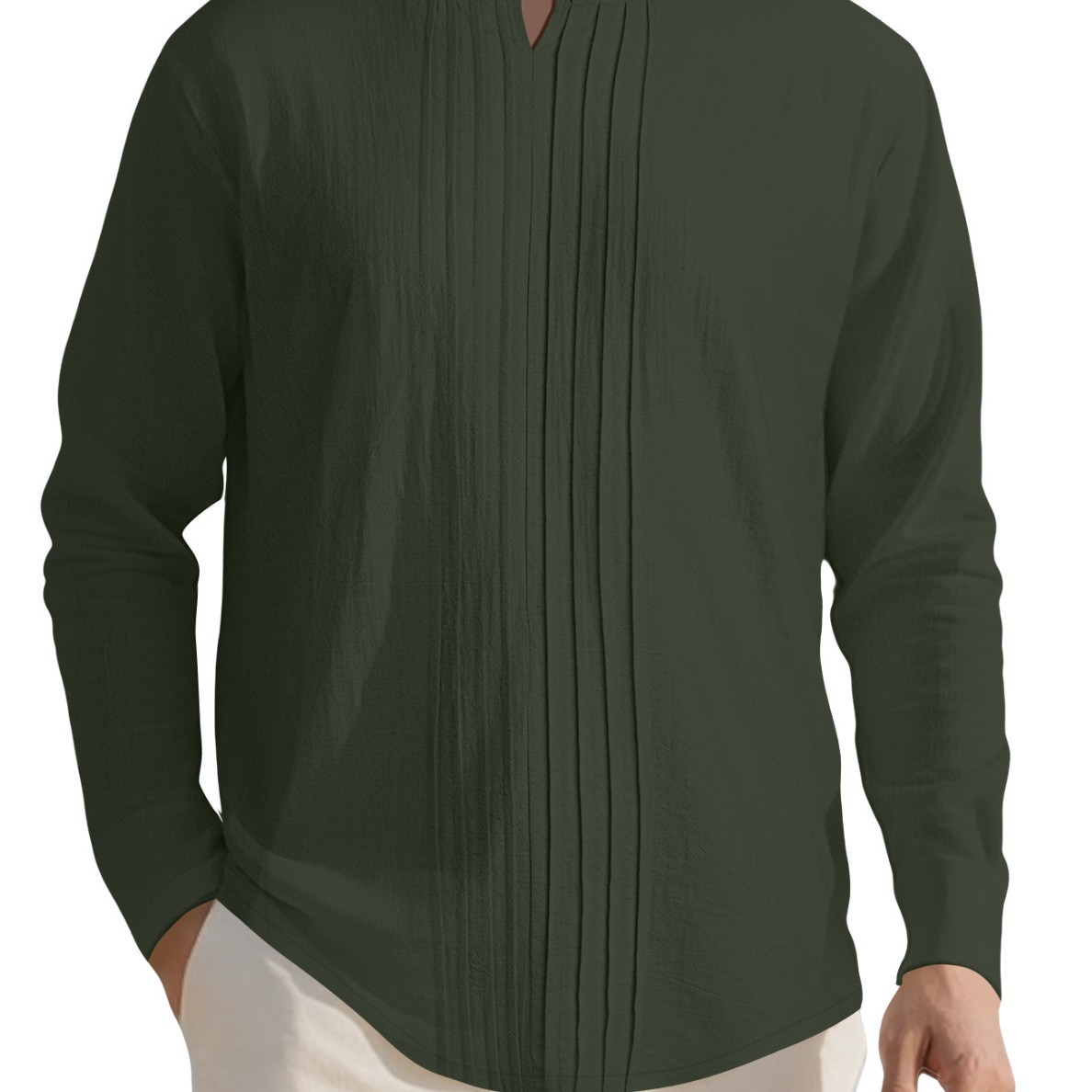 Europa y los Estados Unidos transfronterizos Amazon spot cuello redondo de manga larga hombre primavera otoño y verano camisa de algodón suelta
