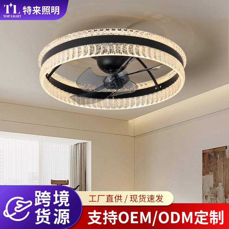 Ventilador de Techo con Luz de Acrílico y Plástico, Inteligente, Control por App, para Dormitorio y Sala de Estar