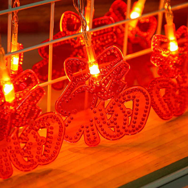 LED Festival de Primavera Fu caracteres lámparas de linternas rojas lámparas de color lámparas de Año Nuevo Festival de linternas decoración al aire libre lámparas de cadena