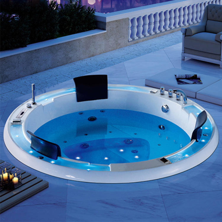 Acrylic Swimming Pool Round Outdoor Hot Spring Bath 3-4 Person Freestanding Embedded Bathtub Jacuzzi