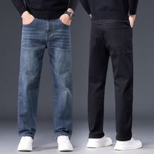 潮牌宽松直筒2025秋冬新款男士牛仔裤高端商务休闲中年爸爸裤子男