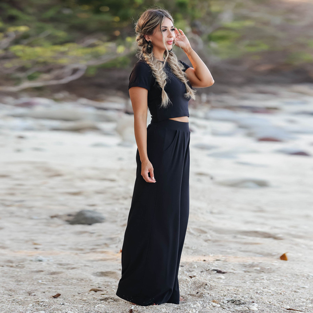 GraceChic GraceChic GraceChic Mode Décontractée Printemps Été 2025 Nouvel ensemble deux pièces T-shirt à manches courtes + pantalon long Exportation Grandes Tailles Vêtements pour femmes_voghion.com