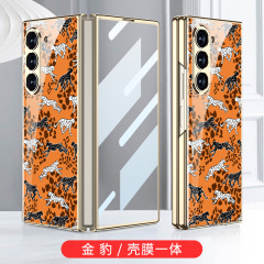 適用GalaxyZFold6手機殼摺疊屏fold6電鍍玻璃殼Fold6翻蓋全包硬殼