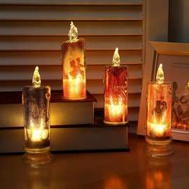 义乌跨境新款圣诞装饰LED流泪电子蜡烛圣诞老人雪人圣诞节