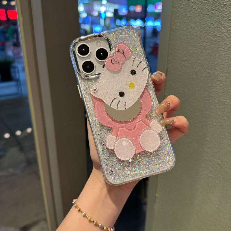 For millet 15 mobile phone case cute cat mirror red rice Turbo4 glitter glue K80 cartoon ins wind female For millet 15 mobile phone case cute cat mirror red rice Turbo4 glitter glue K80 cartoon ins wind female