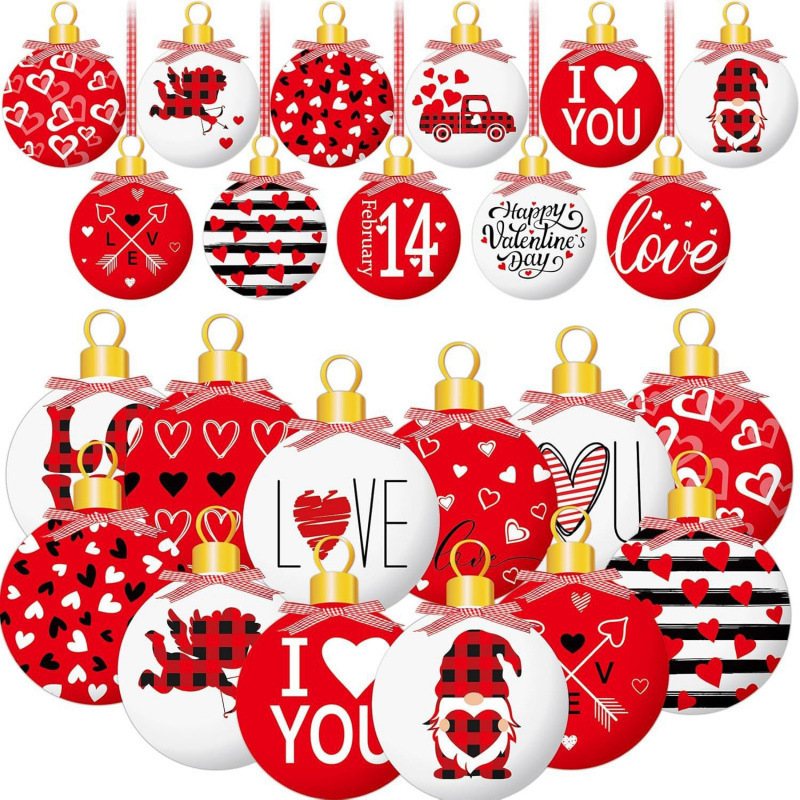 Valentine's Day Tree Hanging Wooden Ornaments Valentine's Day Ball Ornaments Love Dwarfs Hollow Valentine's Day Ornaments