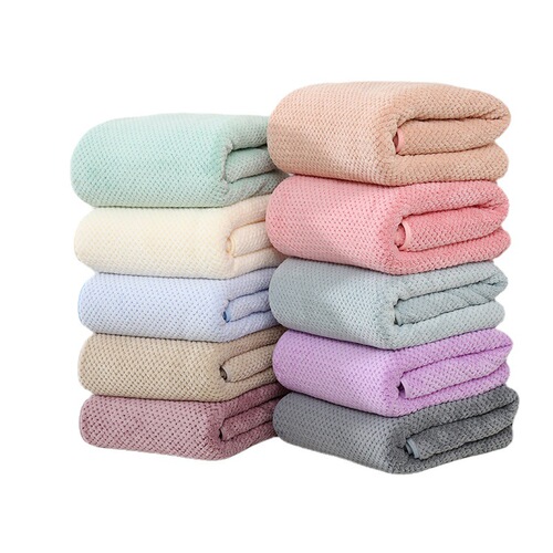 Pineapple check bath towel set soft coral velvet square towel absorbs water and is not easy to shed hair men and women face washcloth wholesale