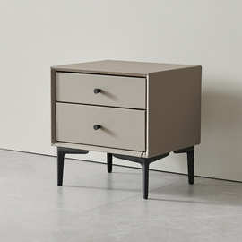 床头柜轻奢现代简约双抽屉实木纹高端卧室极简储物床边柜子