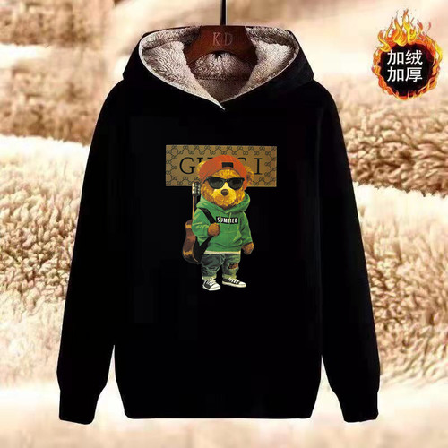 Factory Wholesale Autumn/Winter Lamb Wool Fleece Lined Thick Hooded Sweatshirt Men Loose Long Sleeve Base Shirt Couple Outwear