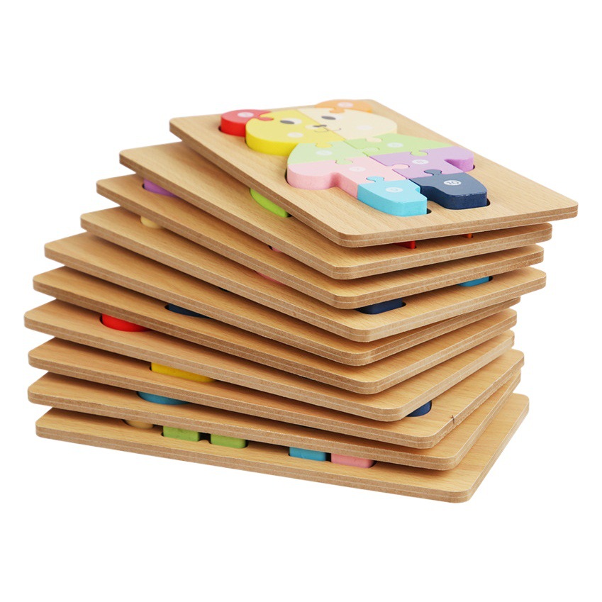 CPC niños pequeños animales de madera tráfico cognitivo rompecabezas de inteligencia de bebés educación temprana rompecabezas tridimensional juguetes de bloques de construcción image 1