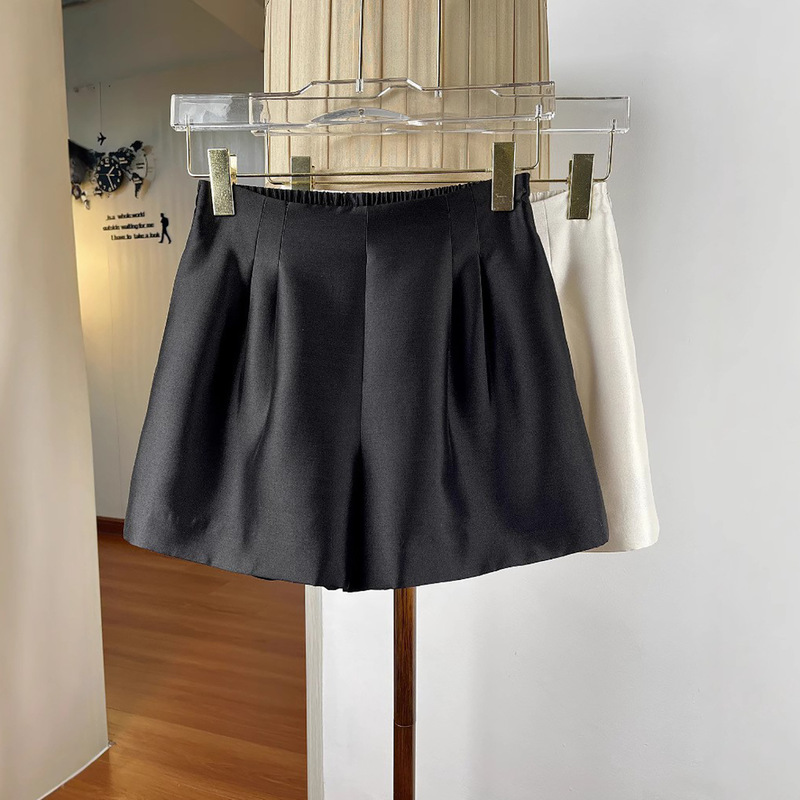 Silk Wool Shorts for Women 2025 New Outer Wear Summer Back Waist Elastic High Waist A-Line Slimming Look Wide Leg Pants