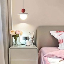床头吊灯卧室房间奶油风简约现代意式轻奢客厅吧台单头长线小吊灯