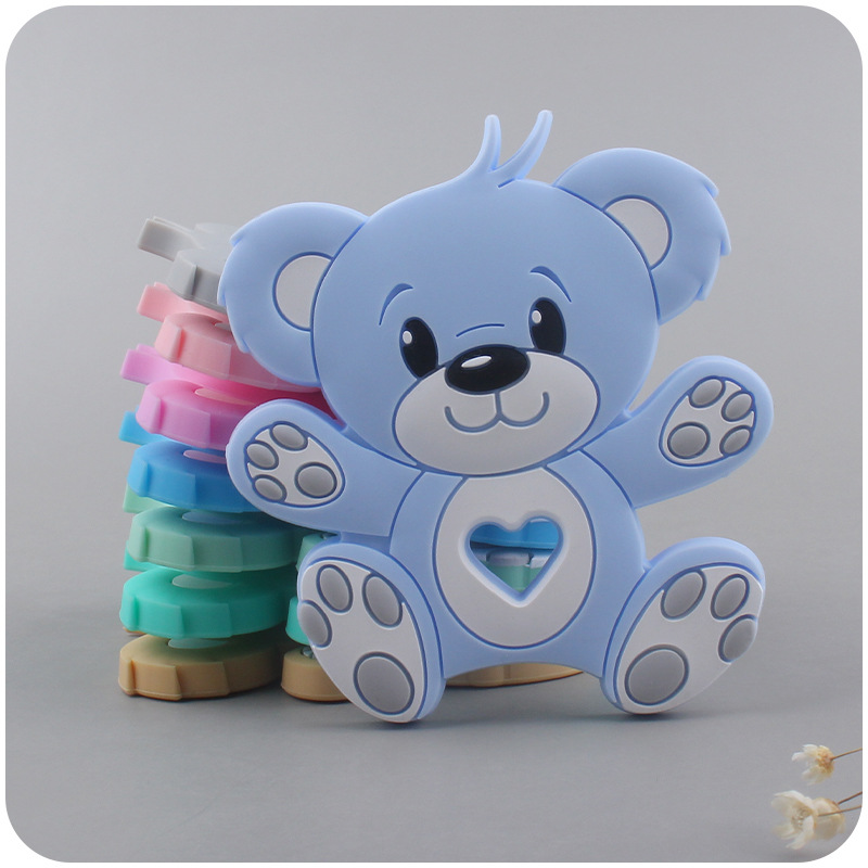 Nuevo bebé suministros dibujos animados animal oso mordedor calmante bebé creativo de silicona mordedura molar juguete