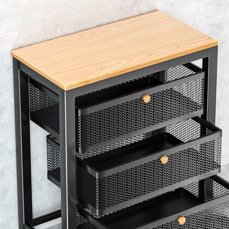 Cesta de verduras de cocina estante de almacenamiento móvil tipo piso multicapa de frutas y verduras almacenamiento estante de horno de microondas multifuncional