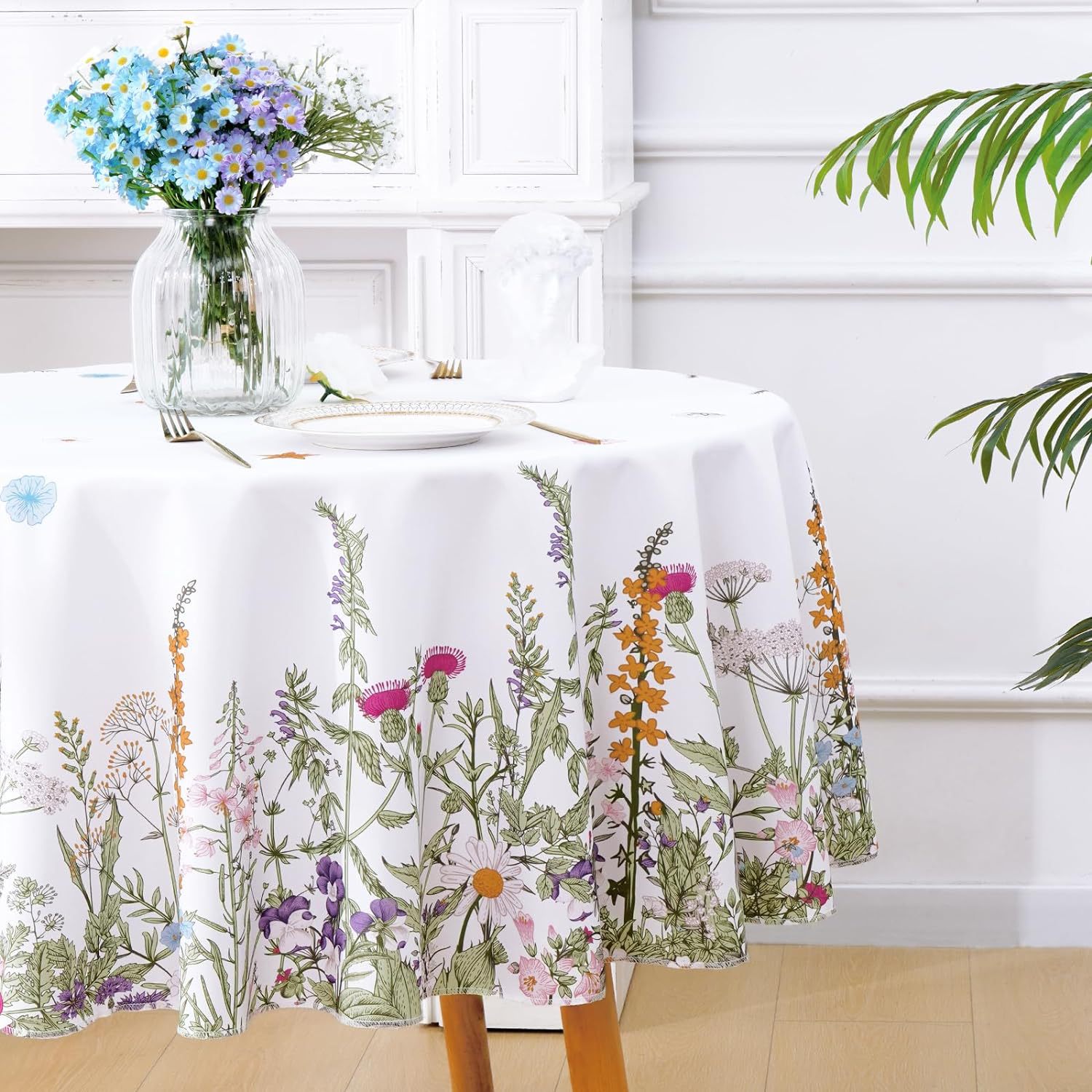 Amazon cross-border waterproof tablecloth table printing small wildflower kitchen pattern home digital printing tablecloth
