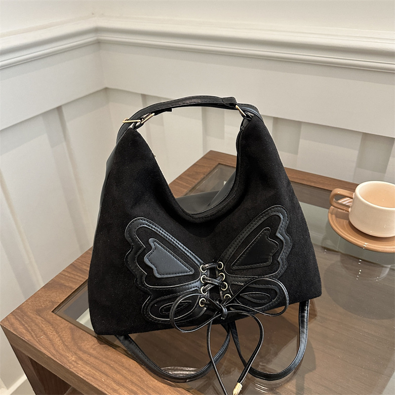 Borsa da pendolare vintage transfrontaliera da donna, novità autunno/inverno 2024, borsa a tracolla singola con farfalla da portare sotto il braccio._voghion.com