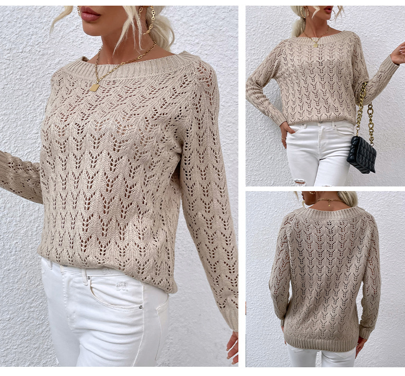 hollow bat sleeve off-shoulder sweater nihaostyles clothing wholesale NSMMY83345